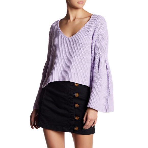 Free People Tops - Free people lilac bell sleeve v neck crochet top